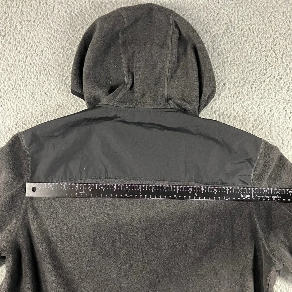 Levis Fleece Hoodie Men L Charcoal Grey Full‎ Zip Nylon Overlay Jacket Outdoor